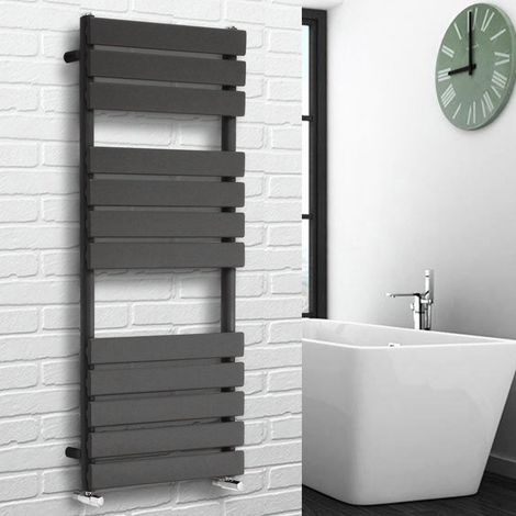Flat Panel Heated Towel Rail Bathroom Rad Radiator Anthracite 1200x450mm (1/6)