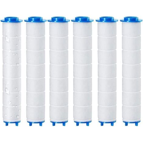 Filtres de douche remplaçables 6 pièces 9,5 x 2,4 cm, filtre de douche amovible, osmose inverse, filtration du chlore, du fluor et des particules (9,5 x 2,4 cm) (1/3)