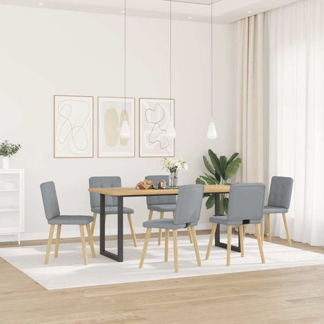 Lot de 6 Chaises à manger,Chaise de cuisine gris clair tissu CFW25730 (1/5)