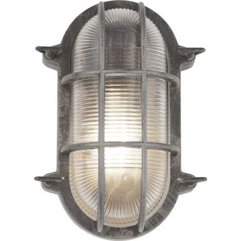 Applique d'extérieur aluminium verre E27 IP44 25 cm de haut en argent applique d'extérieur maritime antique (1/4)
