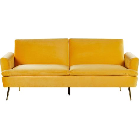 Sofa Bed 3 Seater VETTRE Velvet Yellow (1/5)