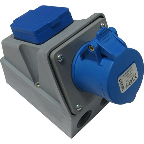 16A Wall Socket 3 Pin with integrated 13A Socket (240V IP44 Electric Outlet Indoor Outdoor)