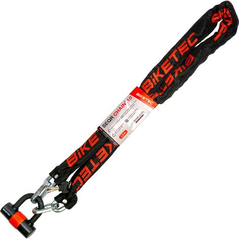 Cadena Biketec Seqr CP de 1,5 m con candado, 3 llaves y ojal de 10 mm.