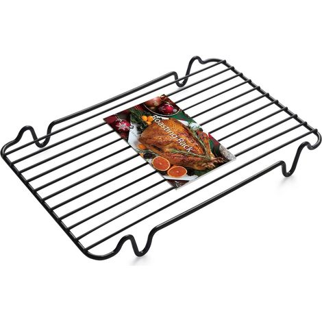 Grille de rôtissage pour dinde, insert pour rôtissage au four, pour la cuisson au four, le refroidissement et le gril, avec pieds intégrés, revêtement antiadhésif, compatible lave-vaisselle (30,5 x 19 (1/5)