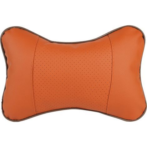 Juego de 2 almohadas cervicales cómodas de piel sintética para el coche, almohada de soporte suave para la cabeza y el cuello (marrón) (1/4)