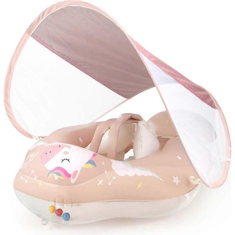 Bouée gonflable pour bébé 2024Baby, motif poney, avec voile de protection solaire amovible et sangle pour nourrisson (1/5)