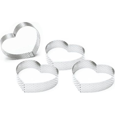Cercles à tarte - SCRAPCOOKING - Coeur - 7,5 x 8,5 cm - Inox - 4 pcs
