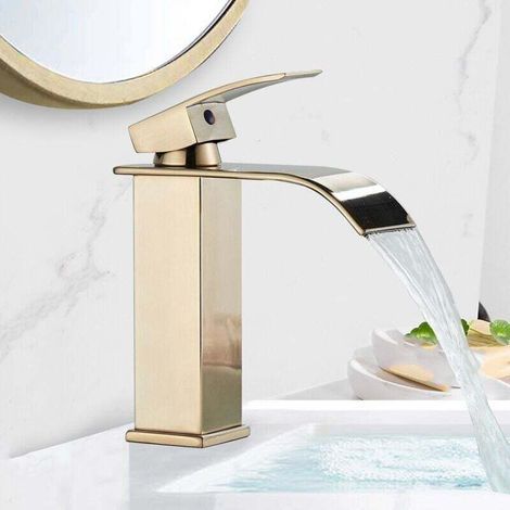 Tuserxln – Robinet mitigeur lavabo cascade – Finition métal – Noyau céramique étanche – Installation facile – Pour éviers standard (1/5)
