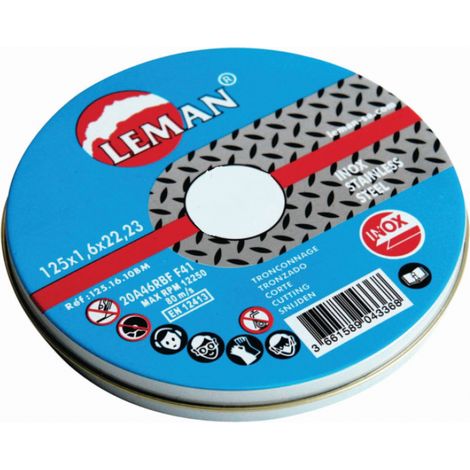Leman : 10 disques tronconnage inox 125 x 22 x 1,6 mm - boite métal (1/2)