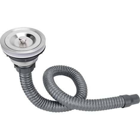 Crépine de vidange de baignoire en acier inoxydable, grande taille, avec attrape-cheveux et tube. (1/5)