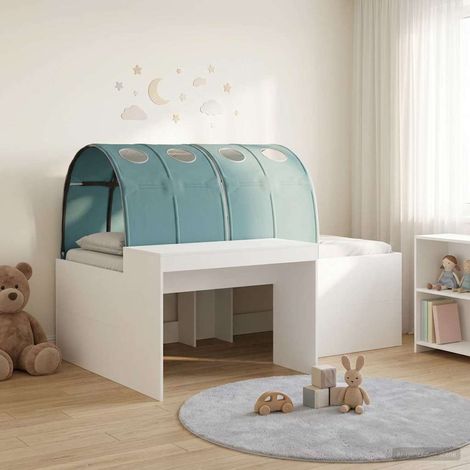 Cama con Túnel 4 uds. Blanco y Azul Claro Madera de ingeniería (1/5)