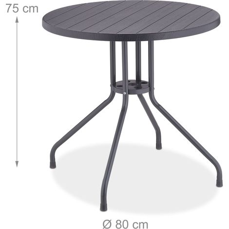 Tavolo da giardino rotondo da pranzo 90 x 90 x 75 cm design moderno 4 persone in plastica grigia 130012891