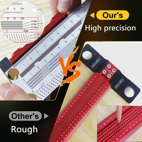 BUNTHAUS (16 Inch)Woodworking string machine t  Square, acier inoxydable Woodworking t  Square pour marqueur, mesure et outils mécaniques de traçage au crayon (1/4)