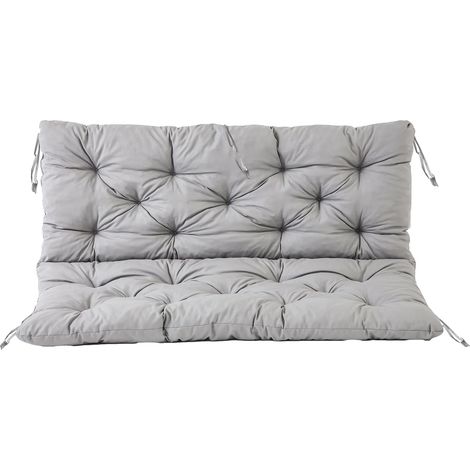 Padded Cushion for Garden Furniture for 3 Seater Bench with Backrest, Approx. 150 x 98 x 8 cm, Grey