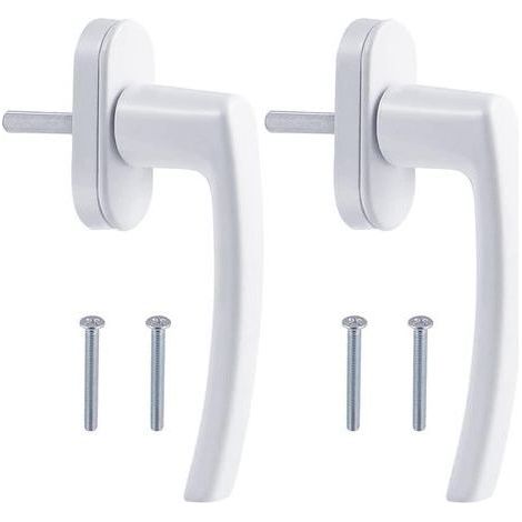Poignée de fenêtre en alliage d'aluminium, vis dissimulée, tige en métal, couvercle en métal, poignée en aluminium massif, peinture miroir, couleur blanche,2pcs (1/5)