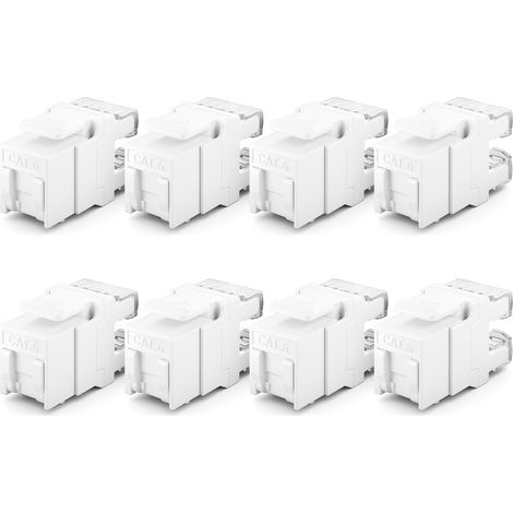 Module Keystone RJ45 CAT6 - Lot de 8 - Plastique Blanc - 1 Gbit/s T568A/B - Panneau Brassage et Prise Réseau - AWG 23-26 (1/5)