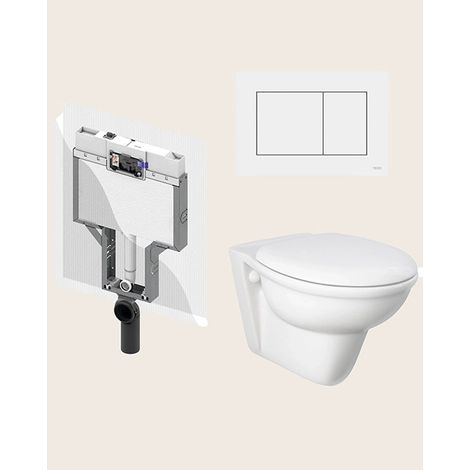 Vaso sospeso Karla Cassetta ad incasso e Placca 2 pulsanti bianco (1/4)