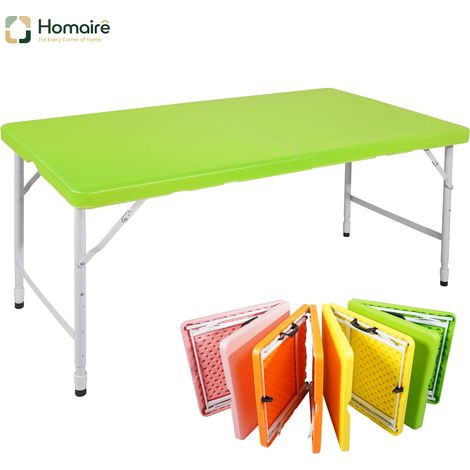 Table pliante robuste 125cm plateau plastique 4cm cadre acier intérieur extérieur capacité 135KG HOMAIRE (1/5)
