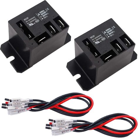 relais de puissance à bobine DC12V, 30A SPDT (1NO 1NC) 120 VAC avec 10 fils à connexion rapide (DC12V) (1/5)