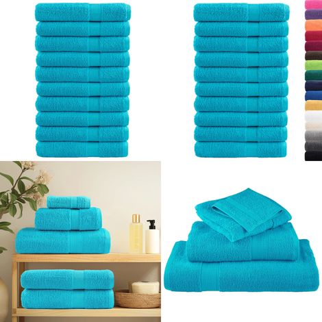 Premium-Saunatücher SOLUND 10 Stk. Türkis 80x200 cm 600 g/m² - Saunatücher - Baumwollhandtücher - Saunabedachungen - Strandtücher - Wellnessaccessoires - Home & Living (1/5)