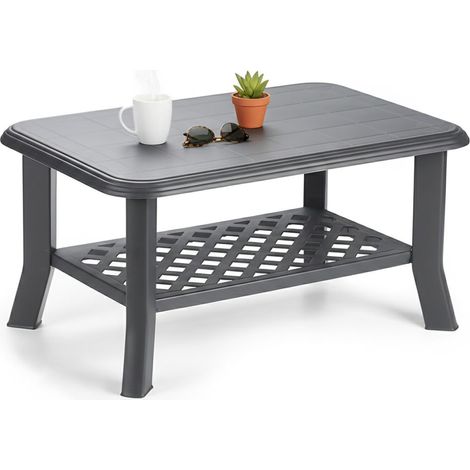 Dmora Couchtisch mit Zeitschriftenständer, Made in Italy, Farbe Anthrazit, Maße 90 x 46 x 60 cm