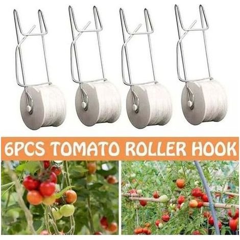 pair Lot de 10 crochets de support pour tomates avec ficelle de 15 m, kit de treillis de serre, crochet durable pour empêcher les tomates de pincer ou de tomber (1/4)