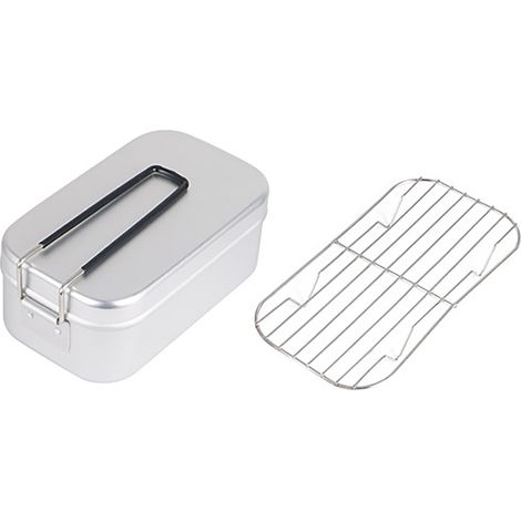 Boîte-repas pliable en aluminium avec poignée et support vapeur, légère et portable, idéale pour pique-nique extérieur - 800ML blanc (1/5)