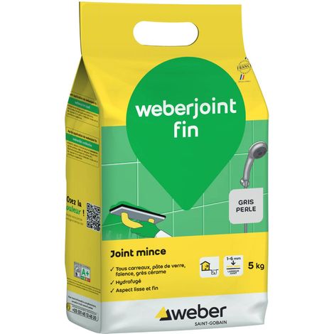 Weber Saint-Gobain Joints minces carrelage mural, Gris perle, 5kg, Weberjoint fin