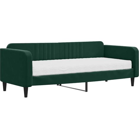 Maison Exclusive - Divano Letto con Materasso Verde Scuro 90x200 cm in Velluto