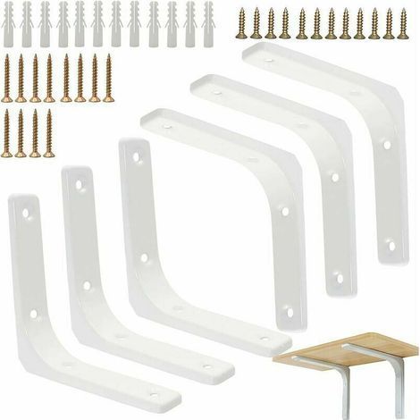 Supports Angulaires Droits 6 Pcs Équerre Étagère Blanche Equerre Murale en Forme de L Blanc Equerre Etagere 100mm Support D\\u2019ètagère Equerre Etagere Murale Blanche 10 cm pour Meubles Décoration (1/5)