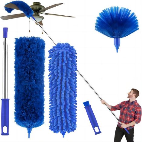 Plumeau en Microfibre pour Plafond Haut, plumeau pour Nettoyage de Ventilateur, Toile d'araignée télescopique, 254 cm, réutilisable, Lavable, léger pour Toile de Ventilateur de Plafond, Stores (1/5)