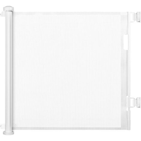 Cancelletto di sicurezza retrattile per scale, adatto a neonati, bambini e cani, larghezza 0-150 cm, estensibile, per scale, corridoi, uso interno ed esterno (bianco) (1/4)