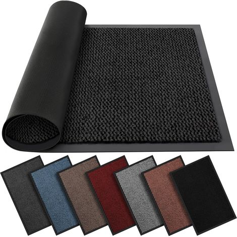 Tapis de porte antidérapant ultra-résistant, lavable, en caoutchouc pour intérieur et extérieur, idéal contre la poussière et la saleté, grand format 40 x 60 cm, coloris anthracite. (1/5)