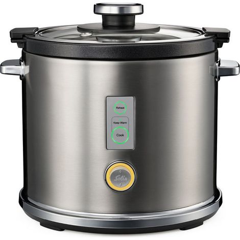 Solis 979.09 Cuoci Riso 1,2 L 650 W Touch con Funzione Mantieni Caldo Coperchio in Vetro Acciaio Inox colore Grigio