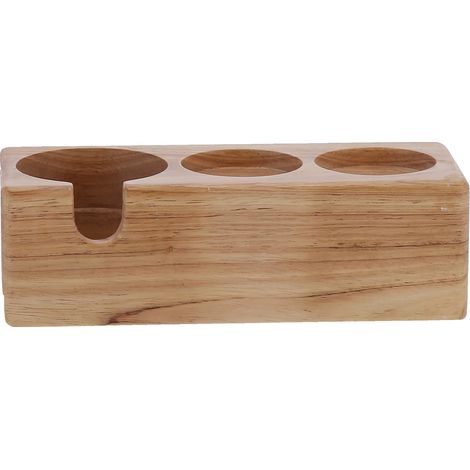 Porte-tasseur à café en bois, porte-porte-filtre à café, étagère de rangement à trois trous pour comptoir de bar (1/5)