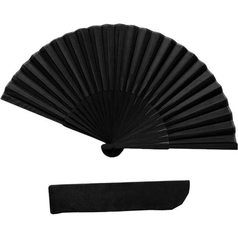 Schwarzer chinesischer Seidenhandfächer - tragbar und faltbar, perfekt für Hochzeiten, Fotografie, Shows, Geschenke und Dekorationen，Traditionelles Design, leicht von Hand zu falten (1/5)
