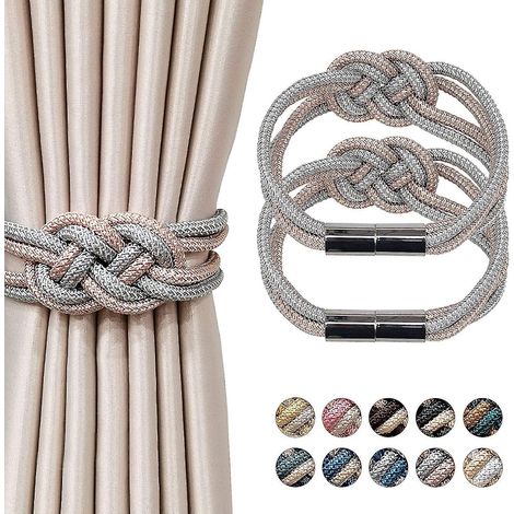 Set mit 2 magnetischen Gardinenhaltern, funkelnde Kristallblumen-Gardinenhalter – hellrosa und grau – (1/5)