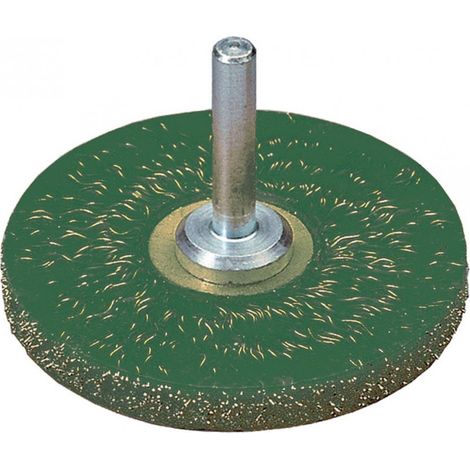 Cepillo circular OSBORN de acero latonado 63x8 mm con vástago de 6 mm y filamento de Ø 0.30 mm.