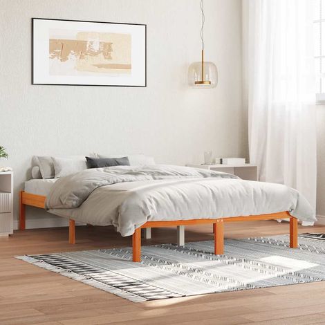 Estructura de cama sin colchón madera maciza marrón 135x190 cm (1/5)