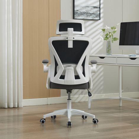 Chaise de bureau ergonomique en maille avec soutien lombaire réglable et appuie-tête - Chaise de bureau haute à dossier haut pour la maison/bureau(MI)