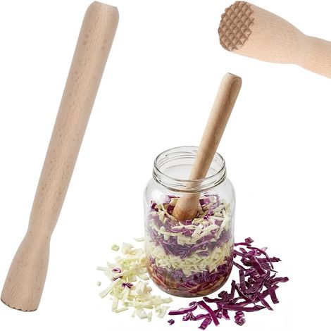 1 Pilon à Fermenter en Bois de Hêtre, Outil pour Choucroute et Kimchi, Accessoire de Cuisine (1/5)
