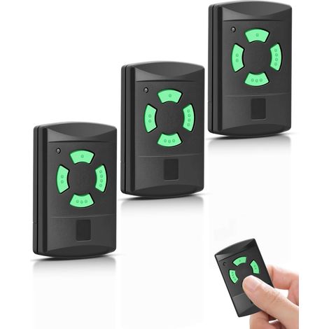 Lot de 3 télécommandes pour émetteur portatif Hörmann 26,975 MHz, HSE2, HSM2, HSM4, HS2/4/1, bouton vert, 4 canaux, télécommande d'ouverture de porte de garage pour HSP4-C, HSD2-A, HSD2-C (3 pièces)