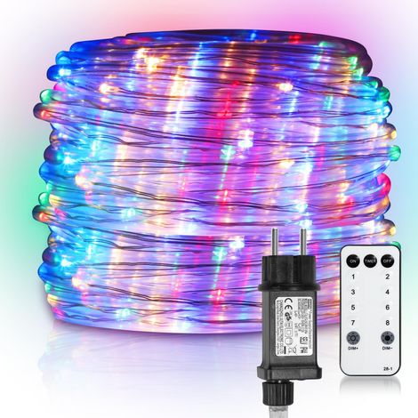 Guirlande LED 20m - 200 Lumières - Tube Souple Étanche - Télécommande et Minuterie - Déco Jardin Terrasse Fête - Multicolore
