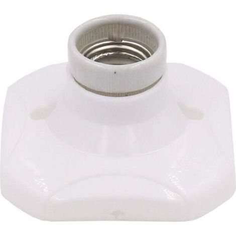 Douille d'ampoule LED E27, douille E27 en céramique et base en plastique, douille murale E27, douille E27 blanche avec anneau pour éclairage d'entrée/plafonnier/balcon (1/5)