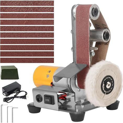 Electric Belt Sander, Mini Belt Sander, 7 Levels Adjustable Polisher with 10 Sanding Belts, Multifunctional Knife Grinder for Polishing (1/5)