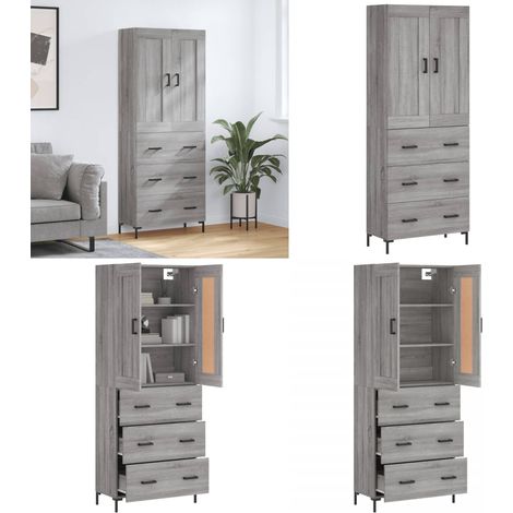Highboard Grau Sonoma 69,5x34x180 cm Holzwerkstoff - Holzwerkstoff - Schrank (1/5)
