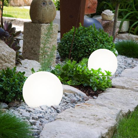 2er Set LED Außen Solar Lampen Kugel Design Erd Spieß Steck Leuchten Garten Weg Beleuchtung