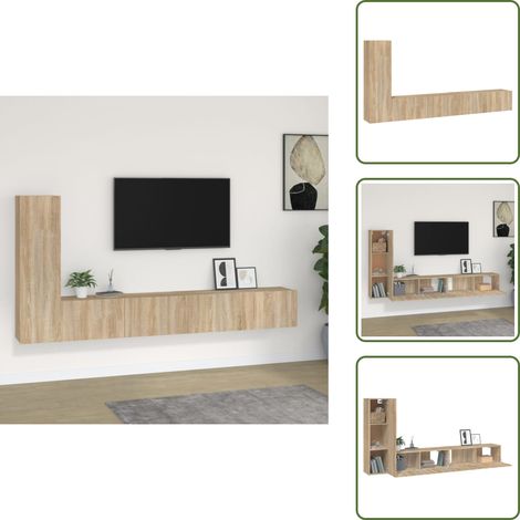 The Living Store Set di Mobili Porta TV 3 pz Rovere Sonoma in Legno Multistrato - Mobile per TV