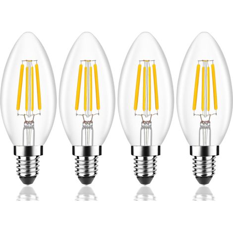 Lot de 4 Ampoules LED Classique E14,équivalent 40 W,Forme Bougie,éclairage Blanc Chaud 2700K,AC 220-240V
