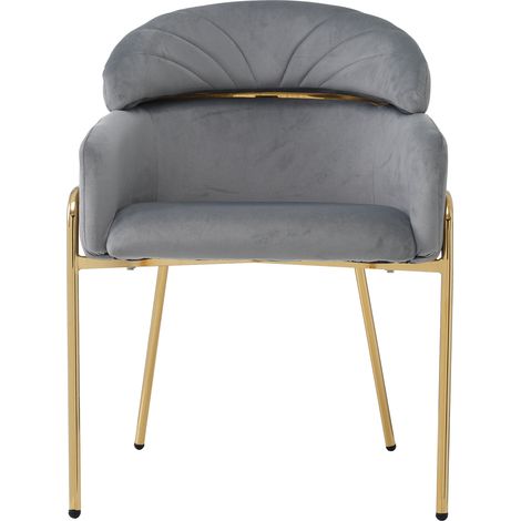 Sedia moderna ergonomica velluto gambe in metallo grigio,per Soggiorno e Studio (1/5)